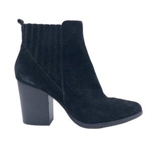 Marc Fisher Alva Black Suede Leather Western‎ Pointed Toe Ankle Booties Size 10